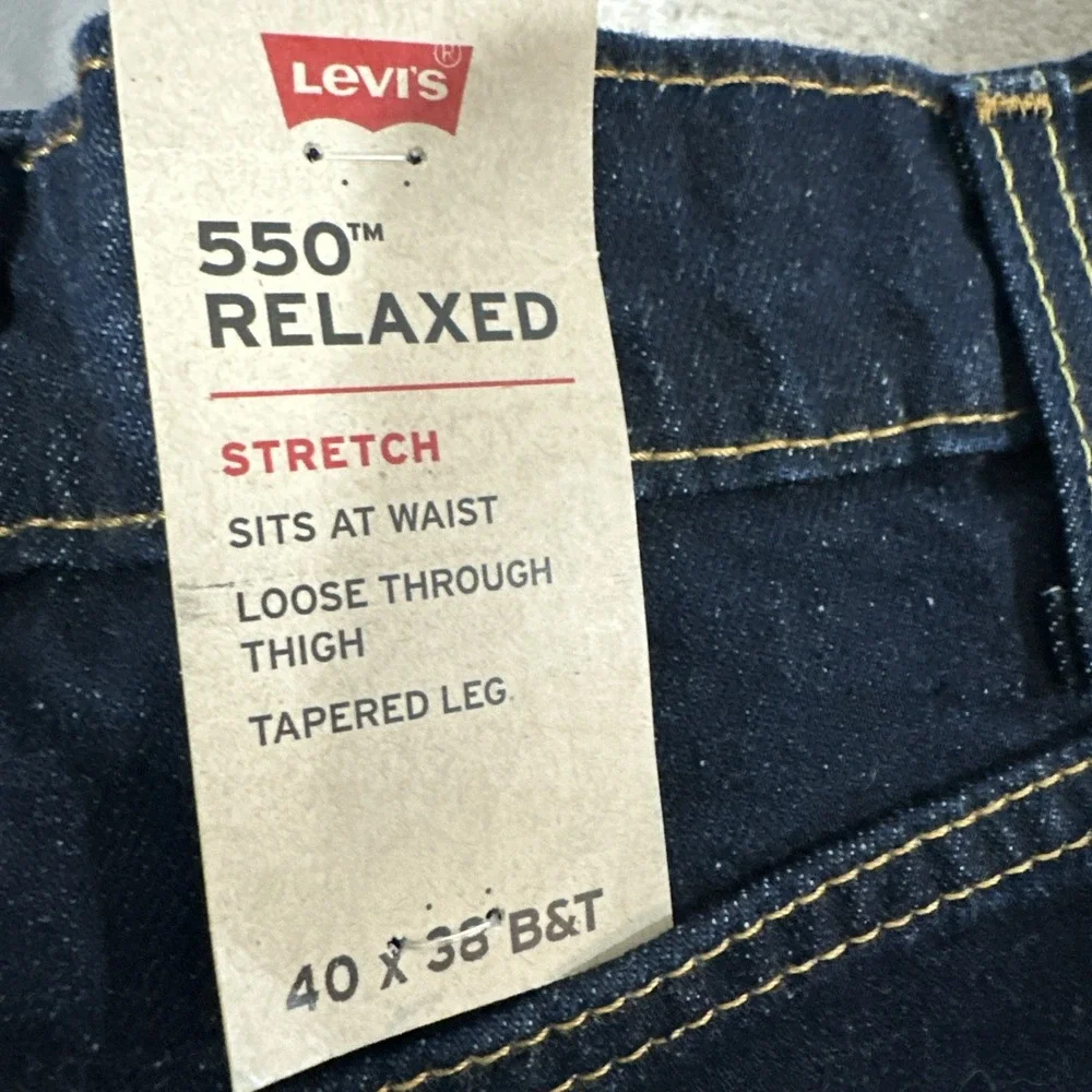 Levi's 505 Mens Jeans 40x38 B&T‎ Dark Blue Relaxed Fit Stretch Tapered Leg Denim